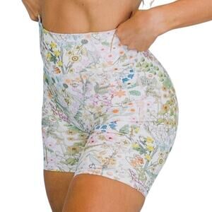 Cara Loren Active Beautiful Blooms Floral High Rise Biker Short Size XS